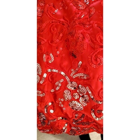 VTG Alyce Designs Formal Red Sequin Gown Sz 0 Choker Halter Slit Maxi Dress EUC - Picture 4 of 6